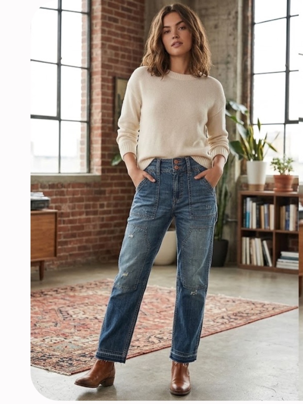Anthropologie Straight-Leg Jeans in Medium Blue Wash 06